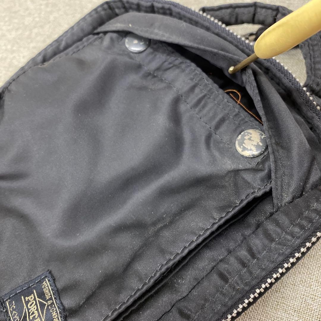 Authentic Yoshida Kaban Porter Mini Shoulder Bag 16cm Black Crossbody Damaged