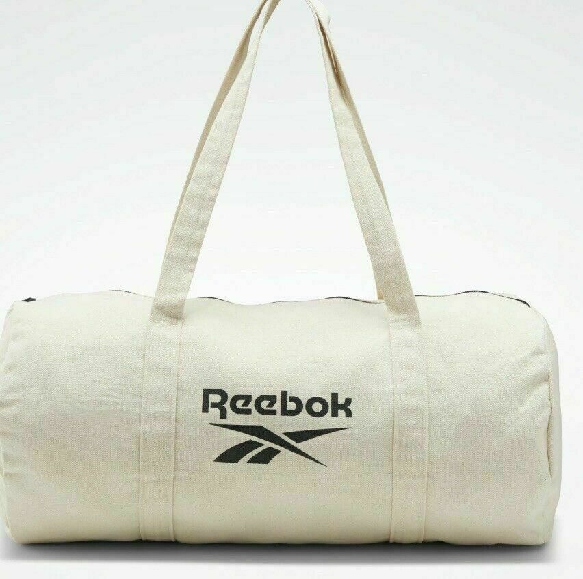 ❇️Reebok❇️NAT CTTN Canvas Zippered Duffle Cream Canvas Bag