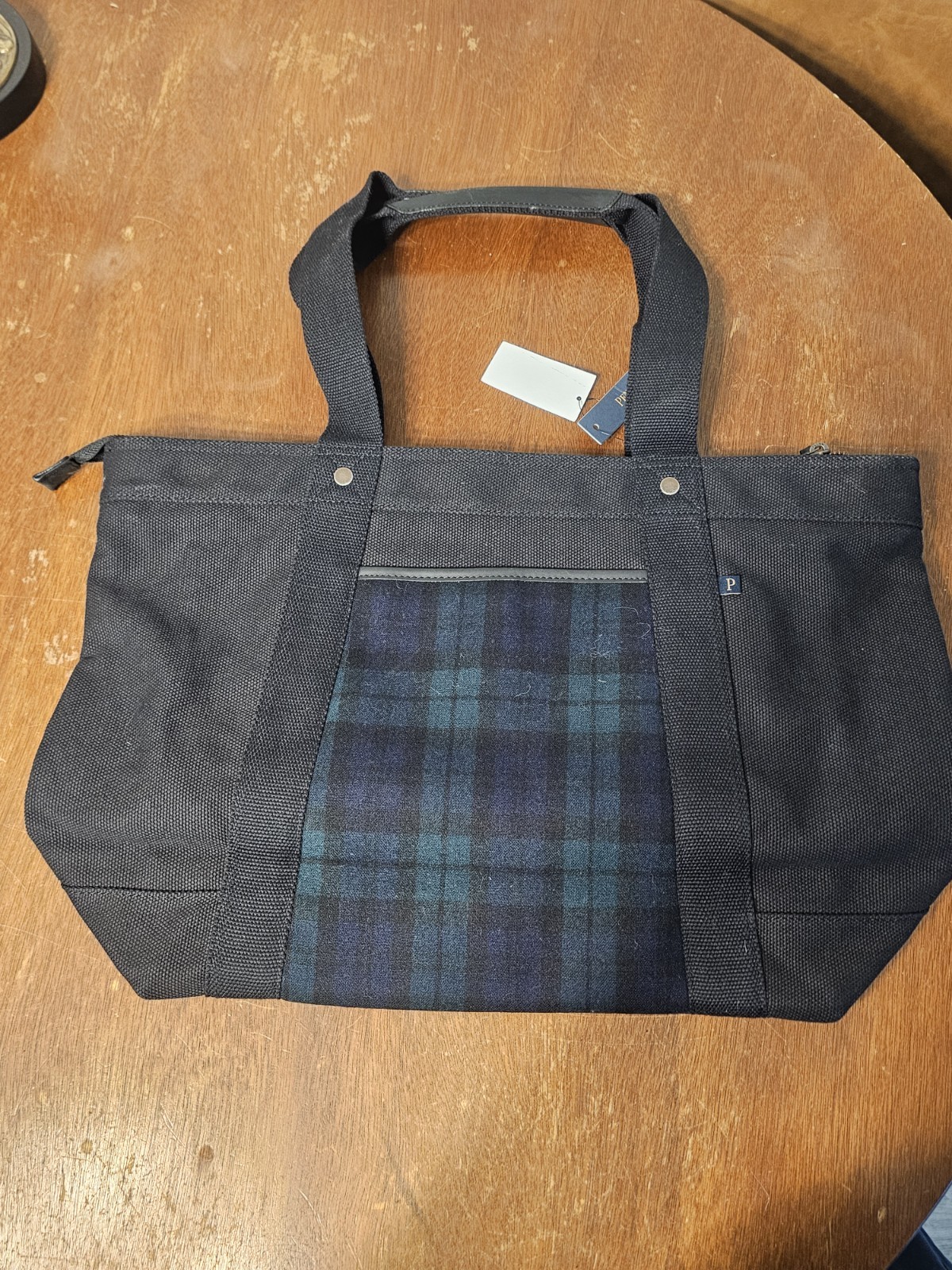Pendleton Woolen Mills Brodie Black & Plaid Canvas Tote Duffle Bag Zip Close NEW