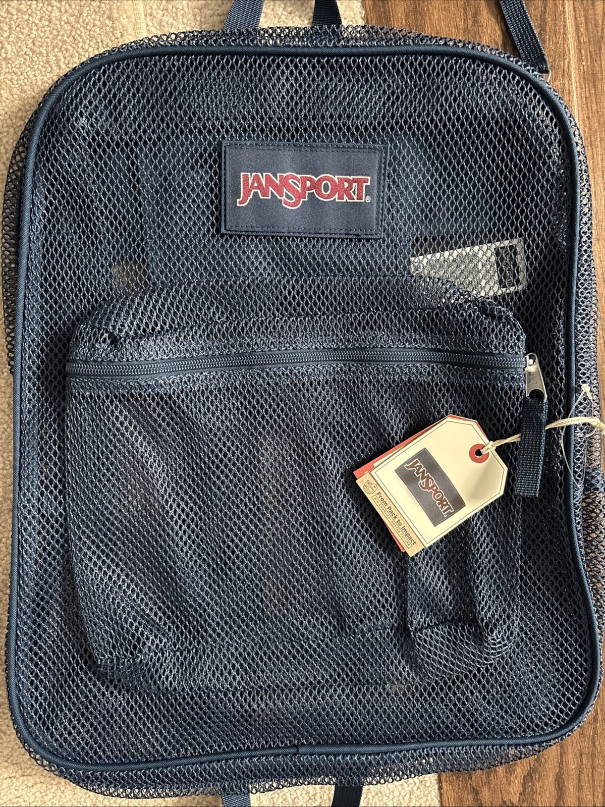 JanSport Mesh NAVY Pack See Through Backpack NWT