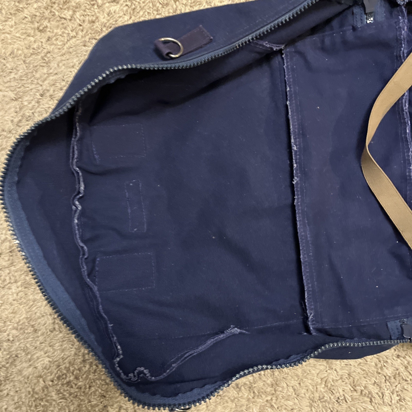 Vintage LANDS END SQUARE RIGGER Navy Blue Canvas Briefcase Laptop Tavel Bag USA