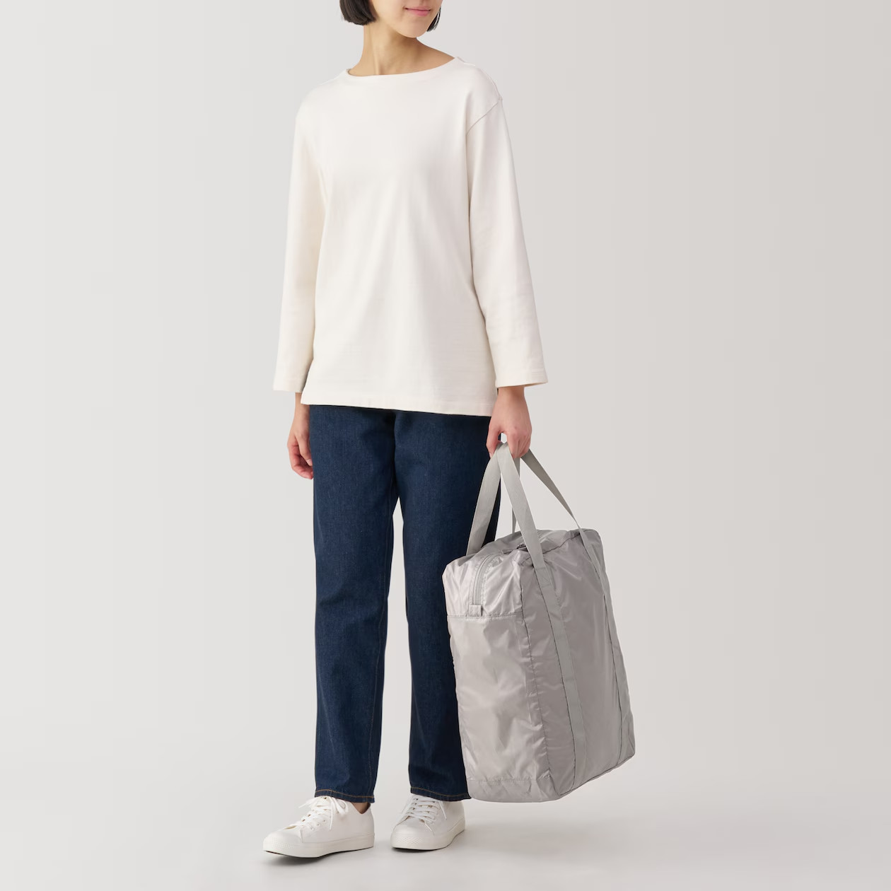 MUJI Packable Water-Repellent Vertical Boston Bag Black/Khaki/Dark Beige NWT