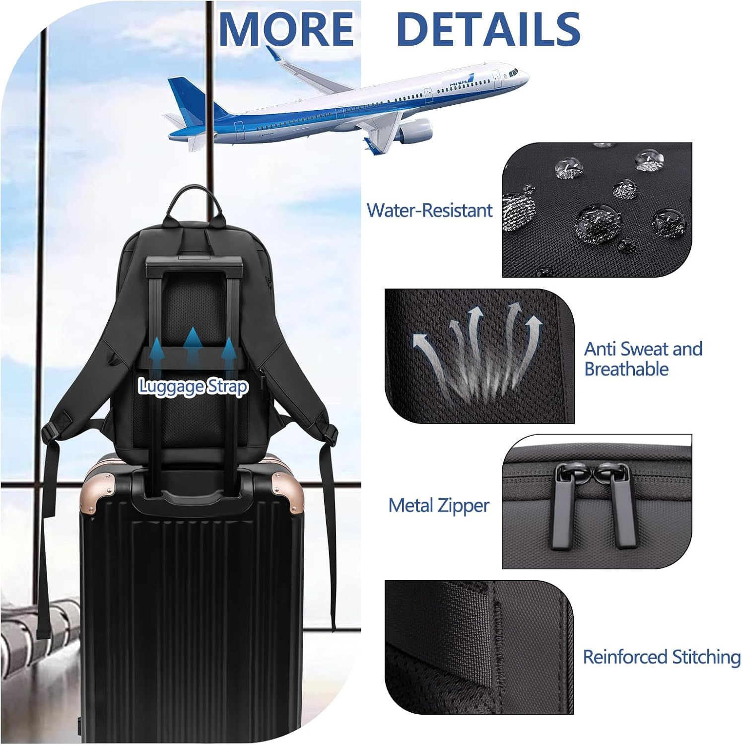 Business Backpack for Men Slim Lightweight Laptop Backpack Water Resistant Small