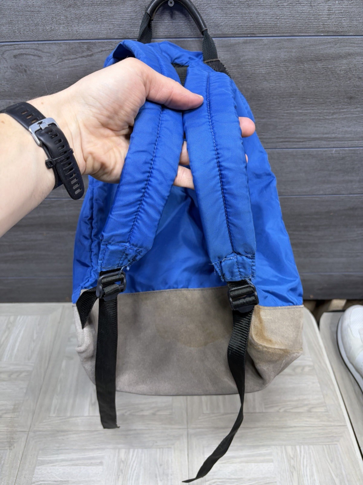 The Original Boomer Bag Backpack Suede Bottom Book Back Vintage Blue Kangaroo