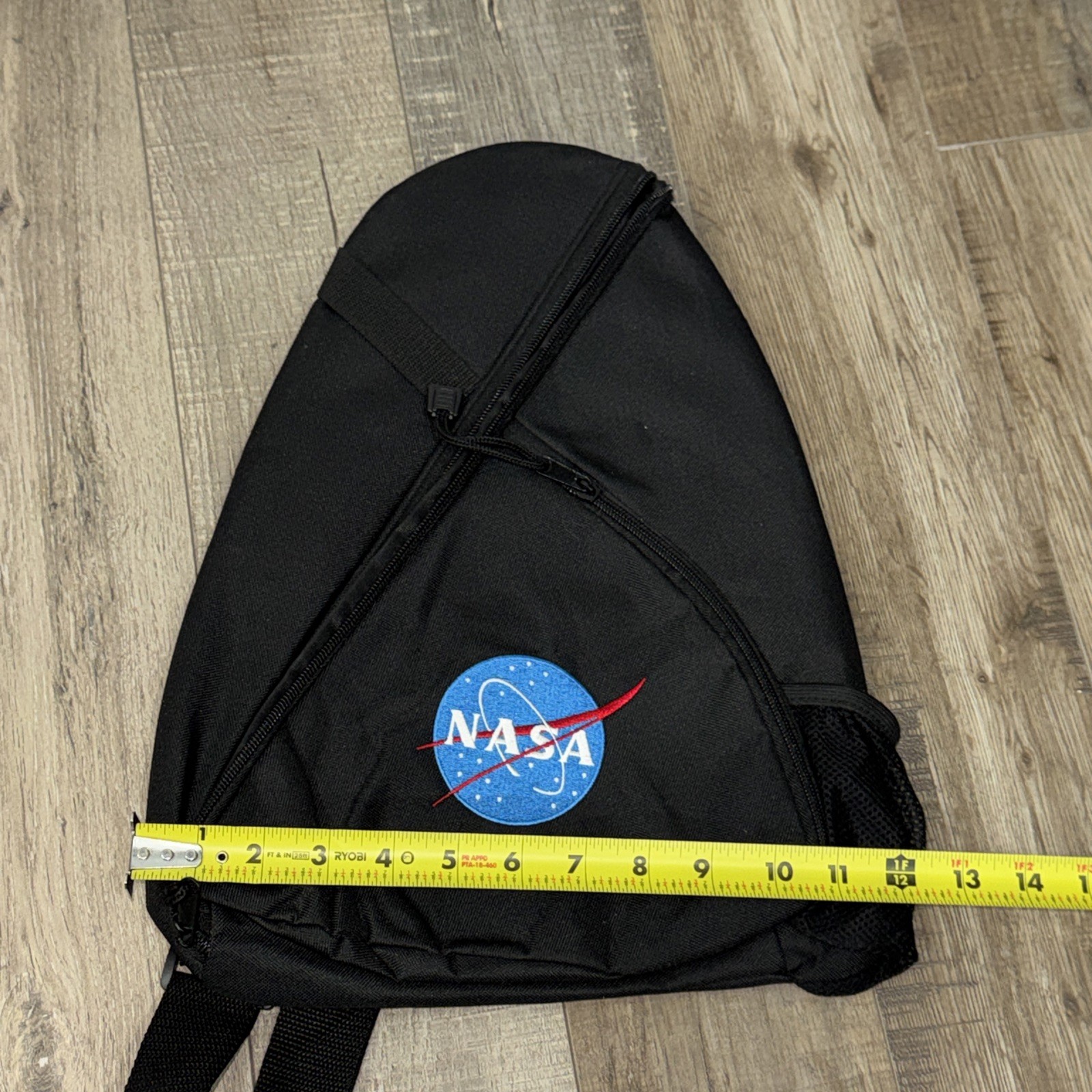 NASA Kennedy Space Center Crossbody Sling Bag Black Embroidered Logo