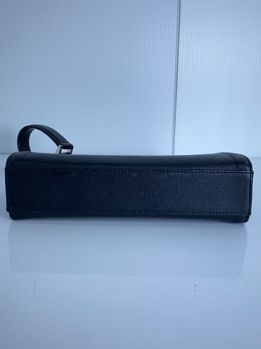 TAKEO KIKUCHI Leather Second Bag, Black, Solid Color