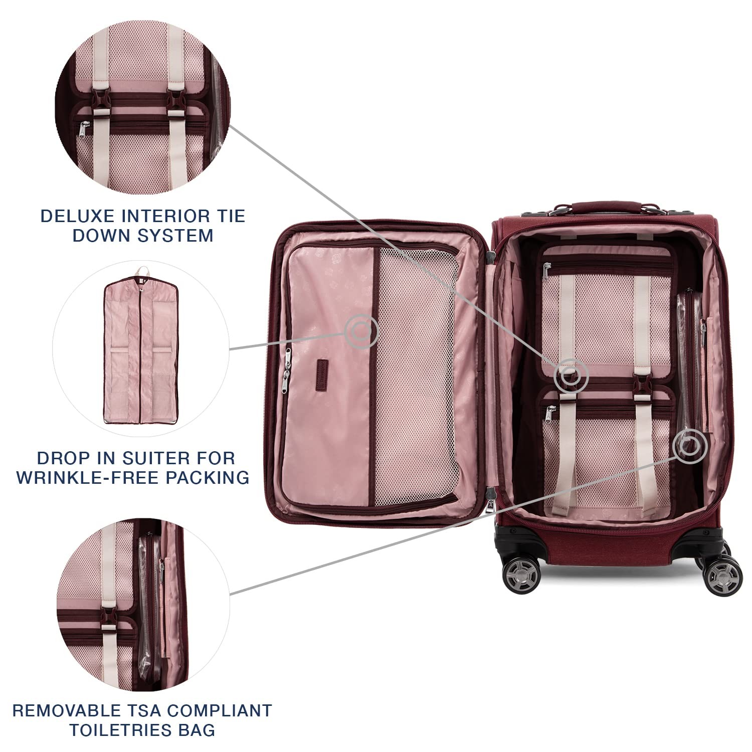 Travelpro Platinum Elite Softside Expandable Luggage, Red Carry On 21 Inch U8