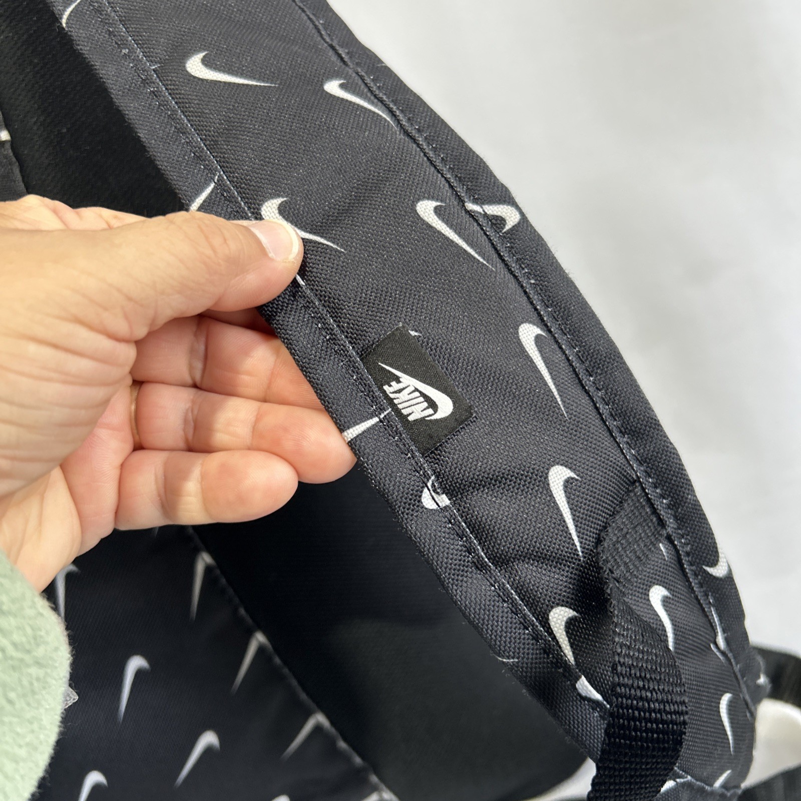 Nike Backpack Black White All Over Swoosh Print School Gym Bag