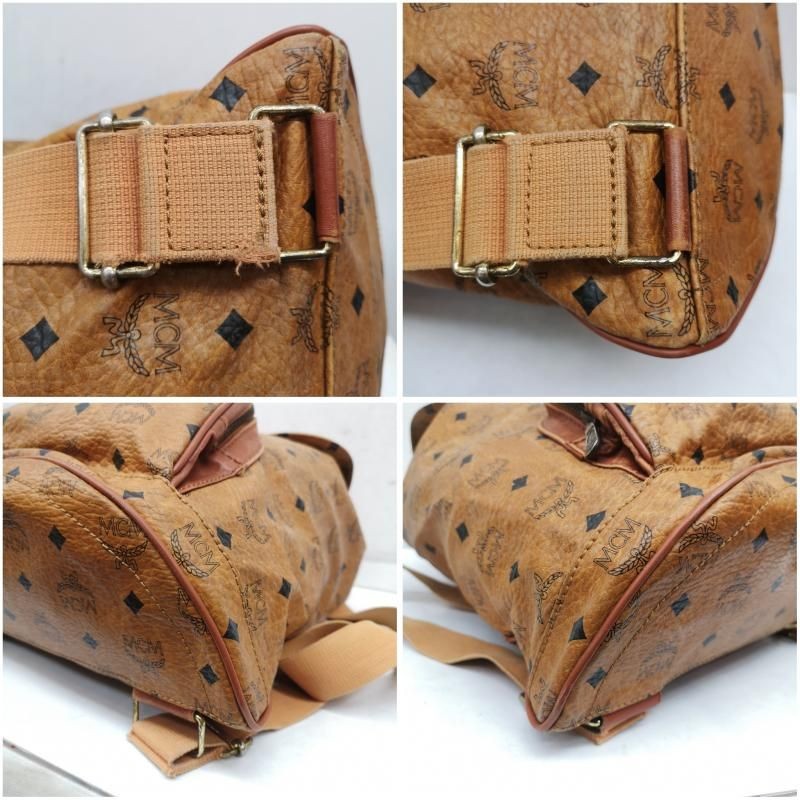 MCM Visetos Authentic Backpack Rucksack with Front Pocket Brown Monogram Men’s