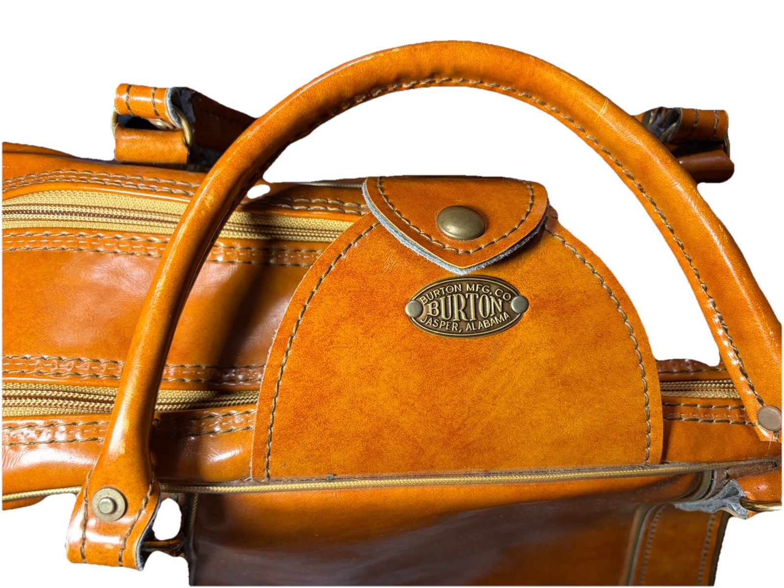 Burton MFG CO. Brown BTG Leather Tote Duffle Luggage Bag