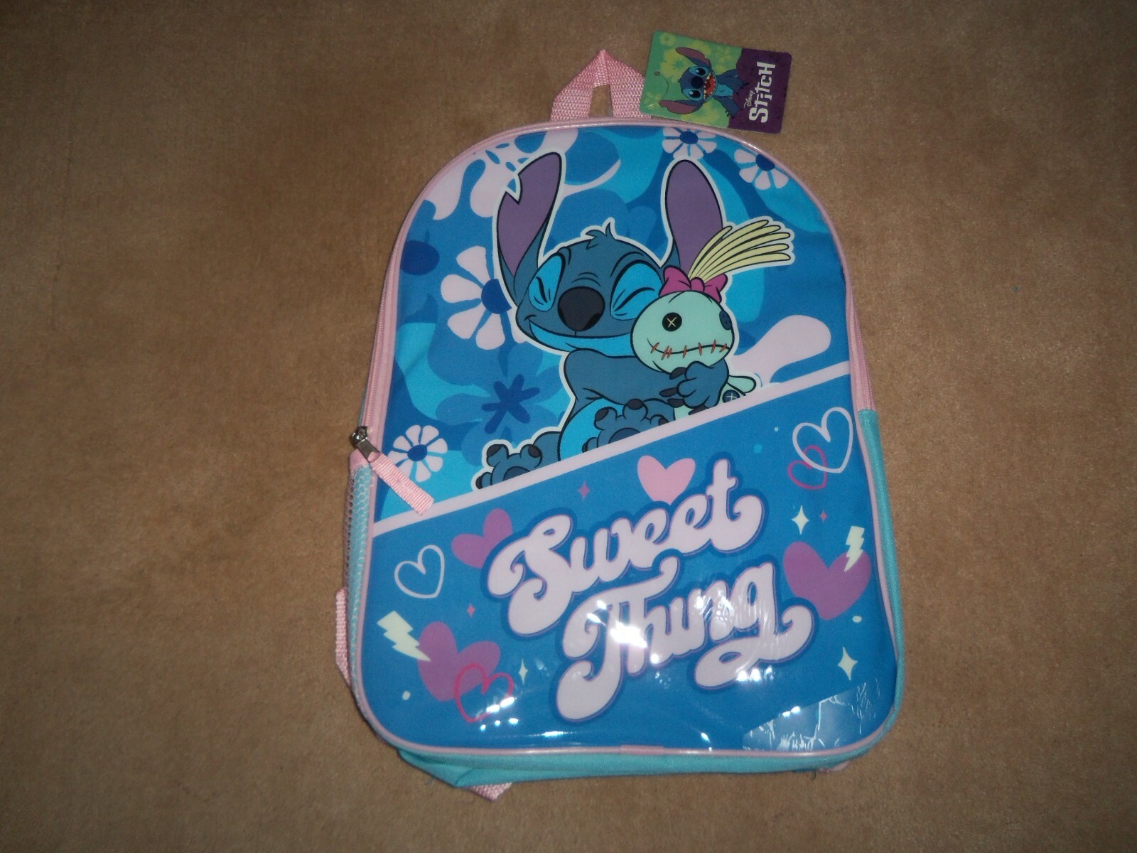 NEW, DISNEY STITCH 15″ BACKPACK WITH SIDE POCKET