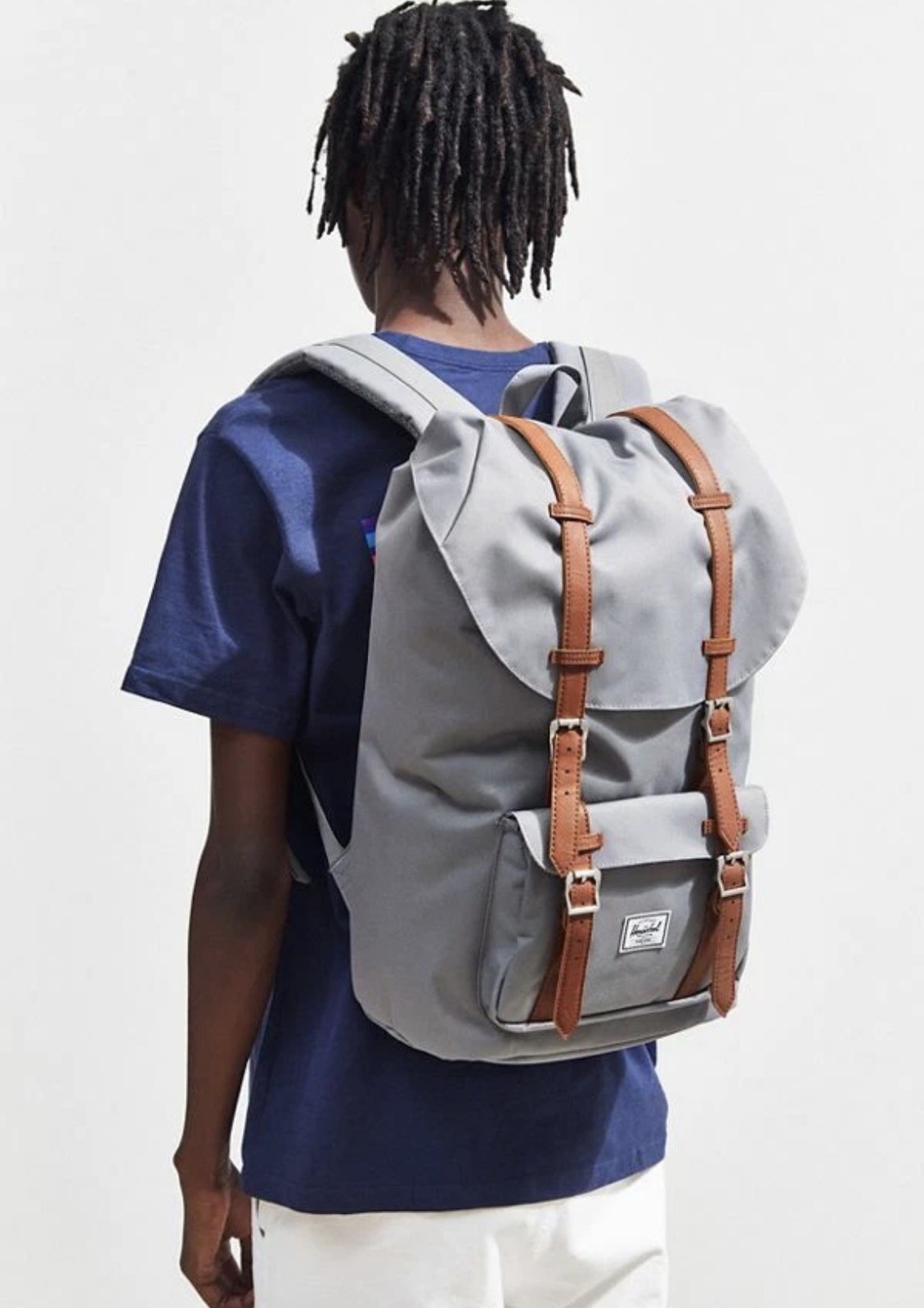 Herschel Supply Co Little America Backpack Grey Brown Leather 25L 15″ Laptop NEW