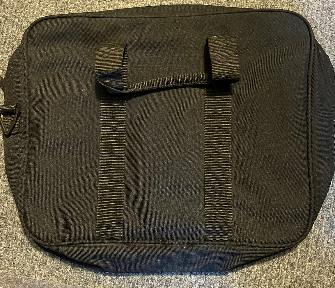 Laptop Bag Black Canvas Pocket Gear Slots Handles GEM Office Travel 12×12.5×3″