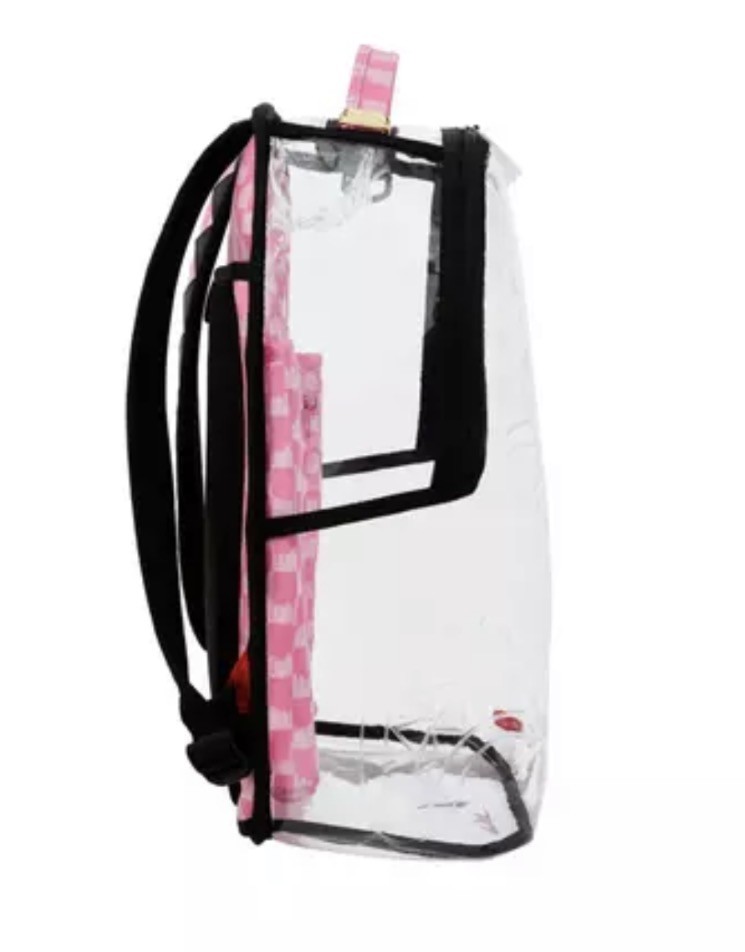Sprayground PINK DRIP Clear Backpack❄️New PVC Transparent Bookbag School Bag