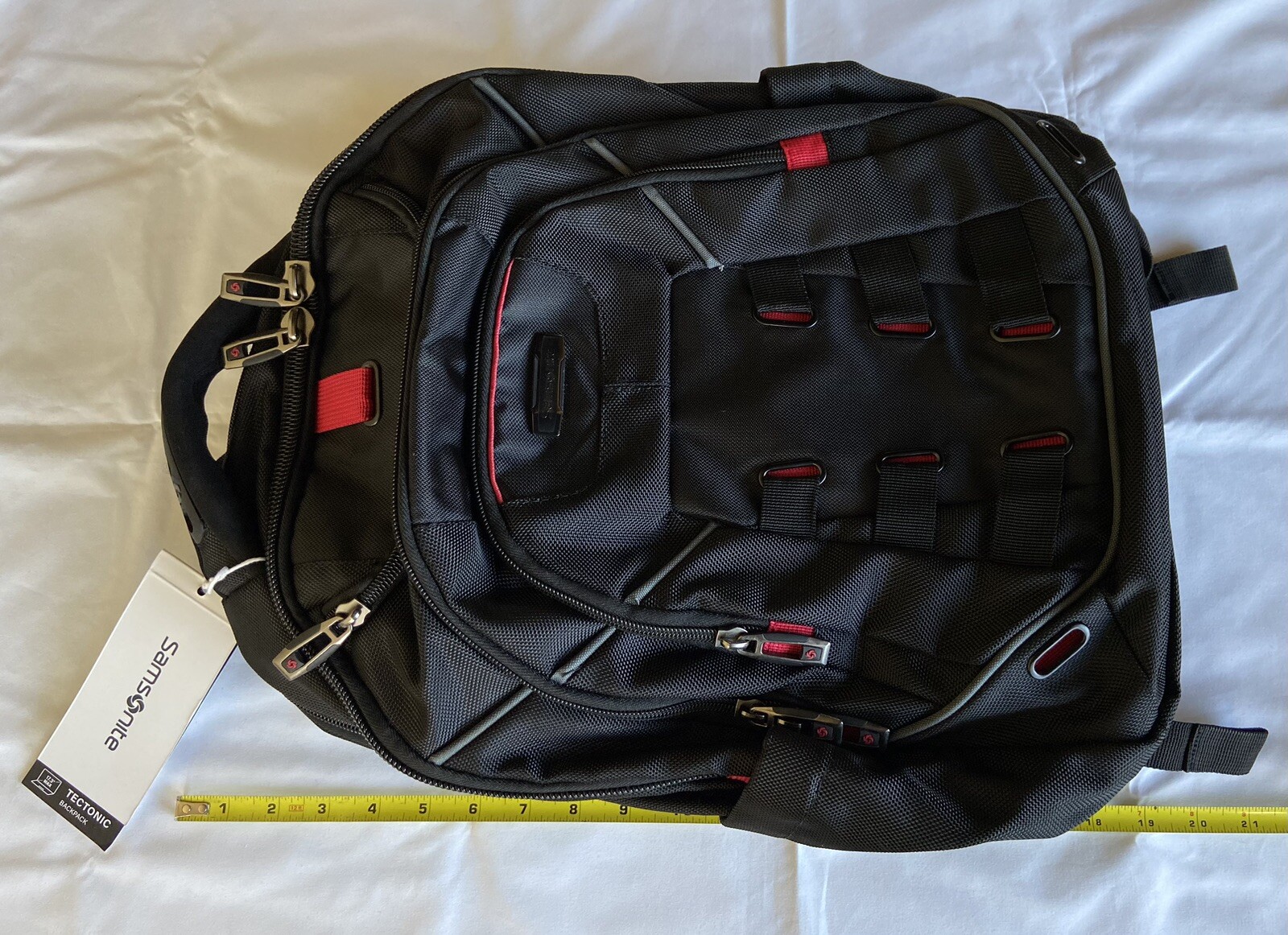 Samsonite Tectonic PFT 17.3” Laptop Tablet Backpack Black/Red 4 Zip Pockets