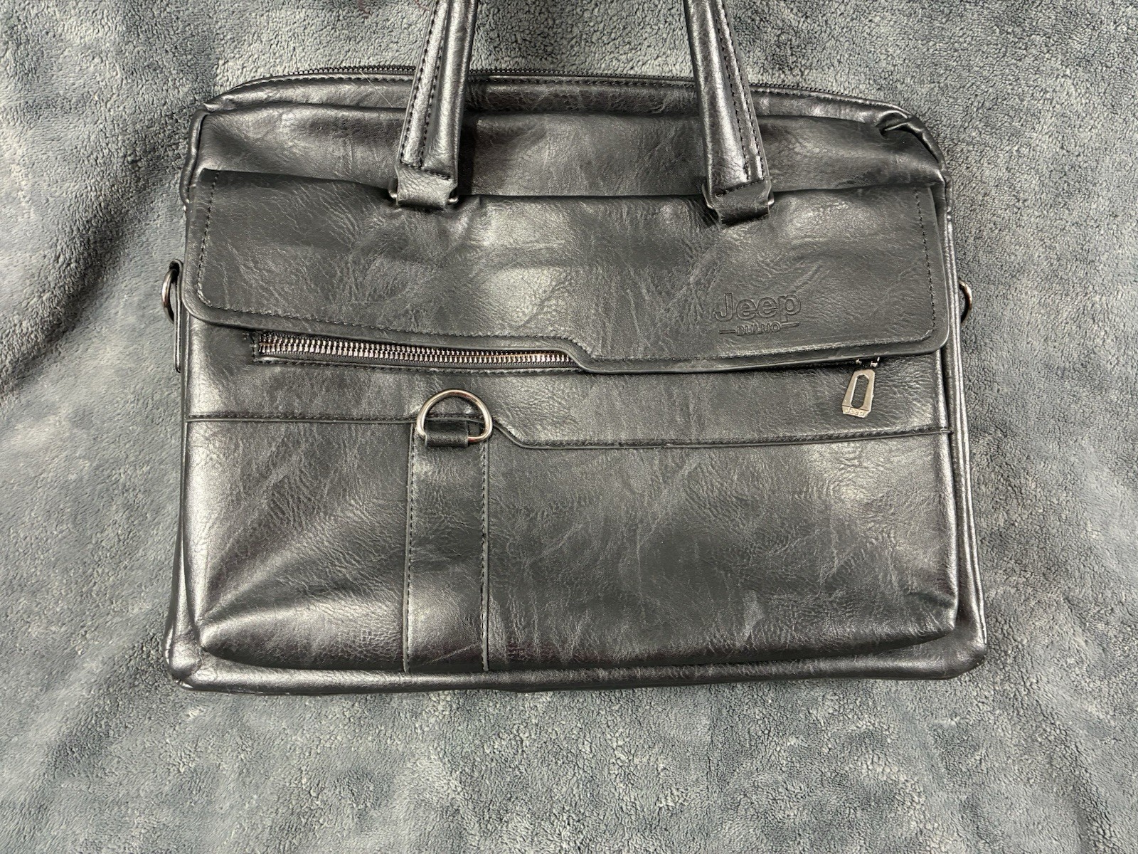 Jeep Buluo Leather Laptop Messenger Bag Briefcase Black 15″x11 No Strap