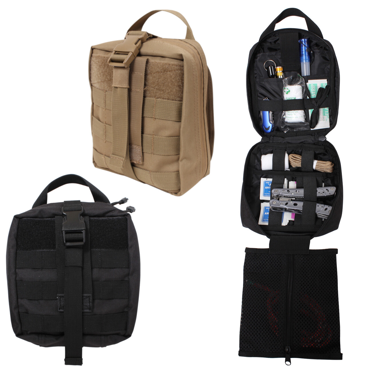Rothco Tactical Breakaway Pouch Black or Brown Tri-Fold MOLLE Rip Away Pack