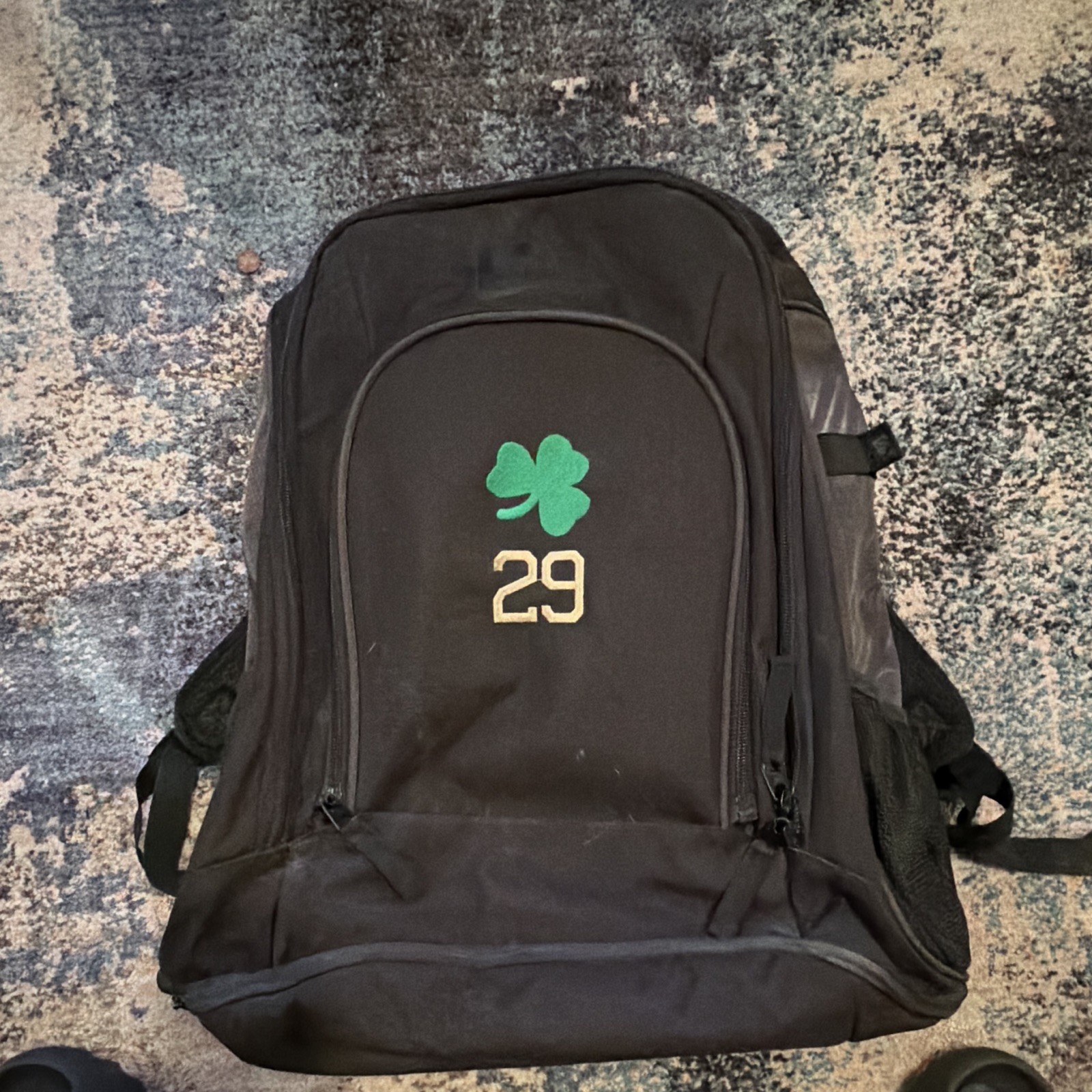 New Era Black Medium Backpack Shamrock Embroidery Zip Pockets Softball Bag
