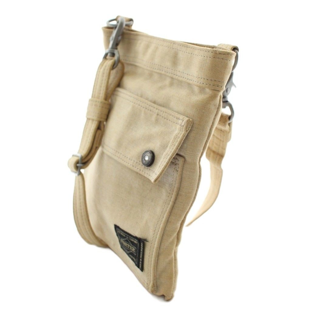 Authentic Porter Yoshida Canvas Shoulder Bag Beige made in Japan