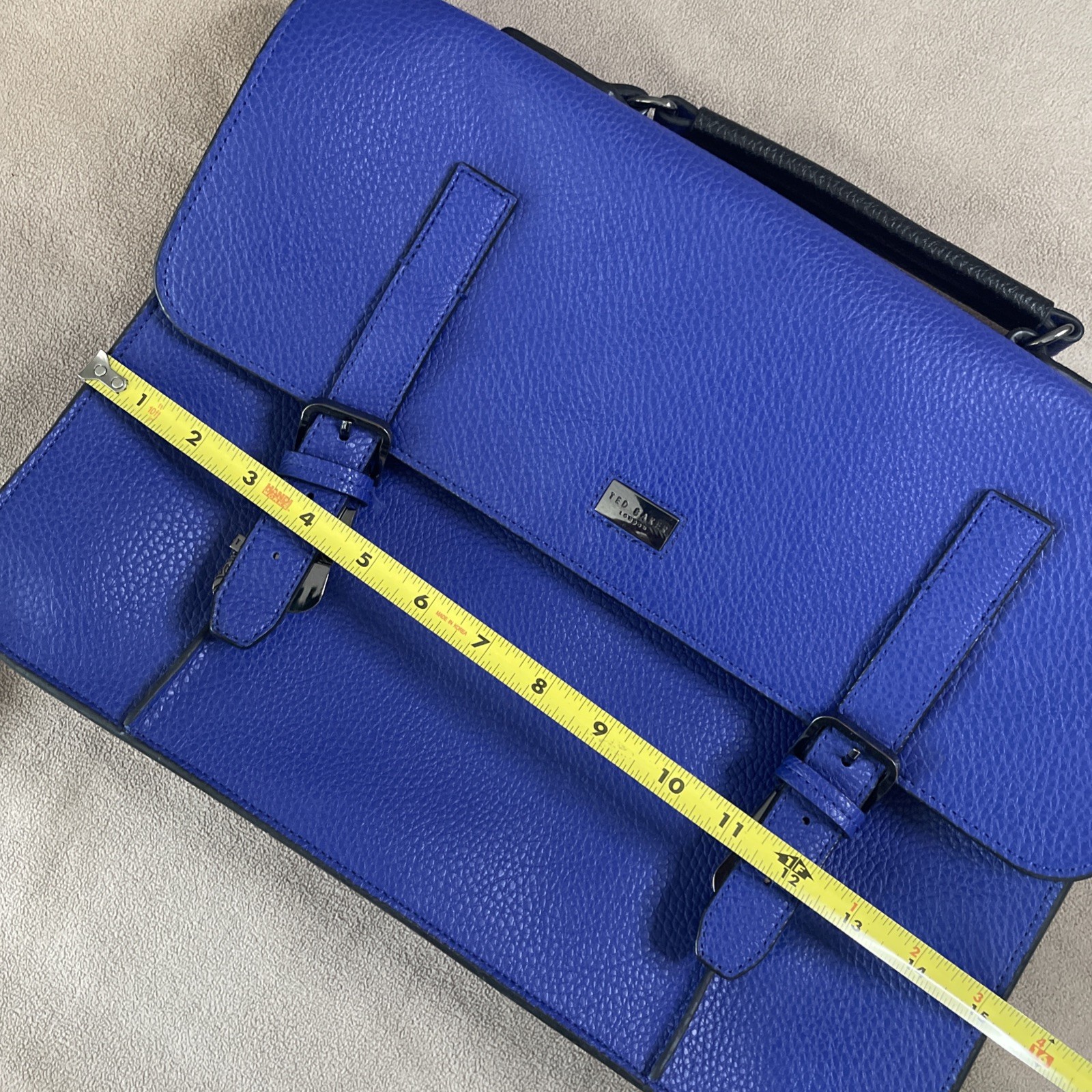 Ted Baker Mens Royal Blue Faux Leather Laptop Document Messenger Bag