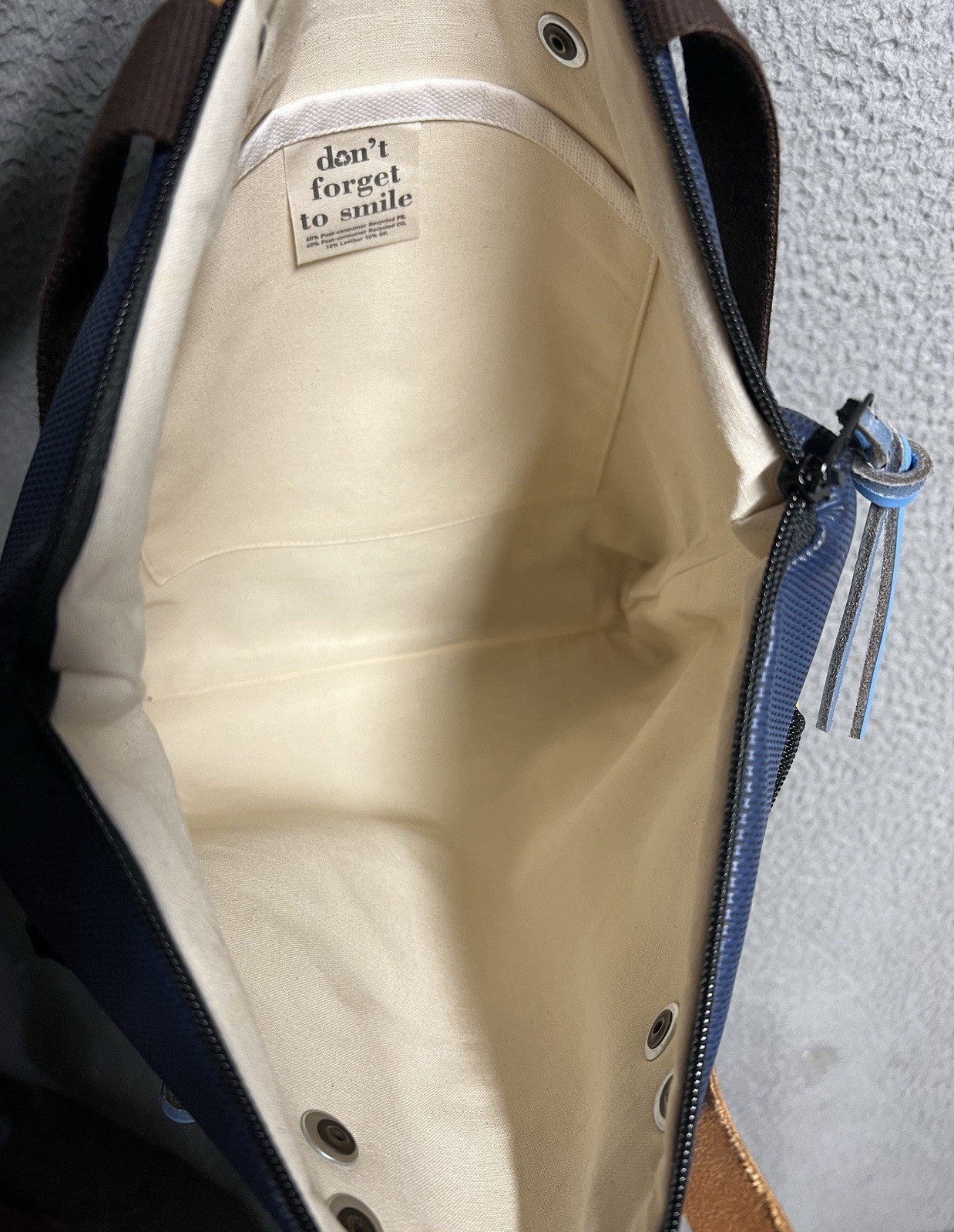 Eco Friendly Daniel Chong Waterproof Backpack Navy Blue Mustard Yellow 10″x13″