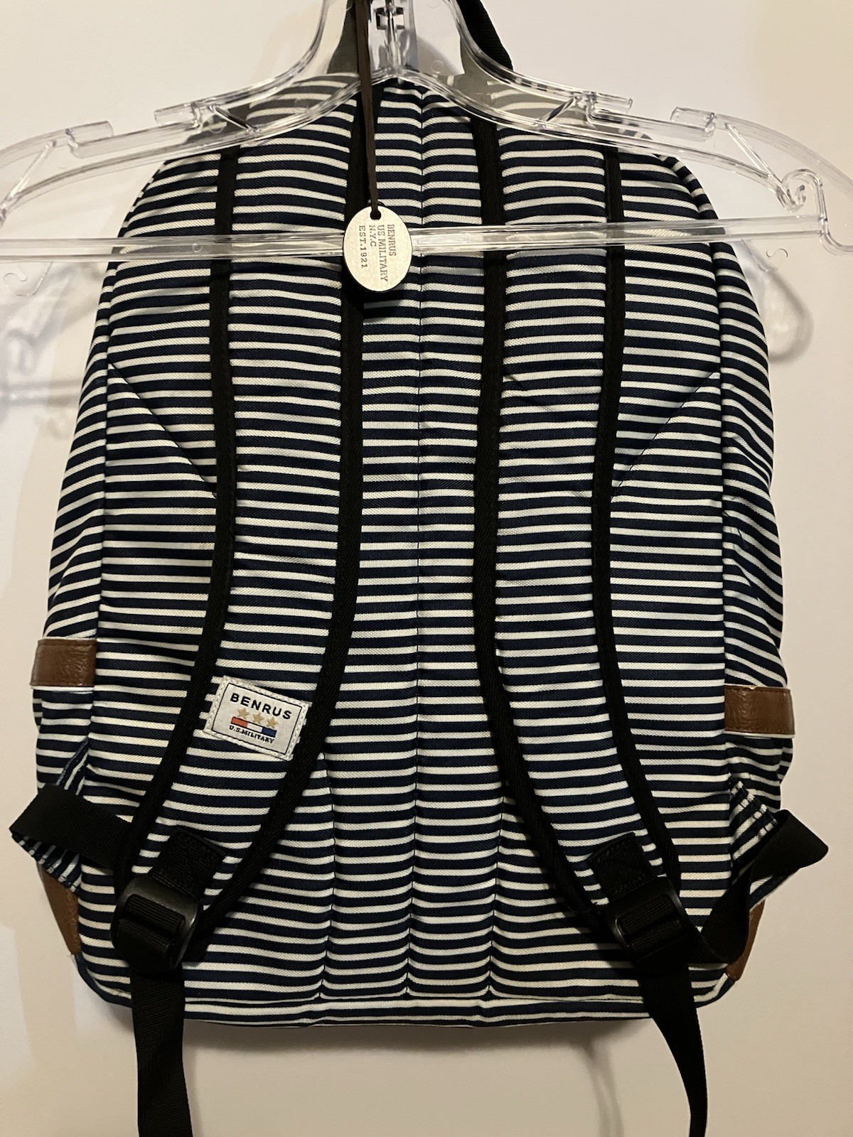 Benrus U.S. Military backpack W/ leather accents. Original leather hang tag