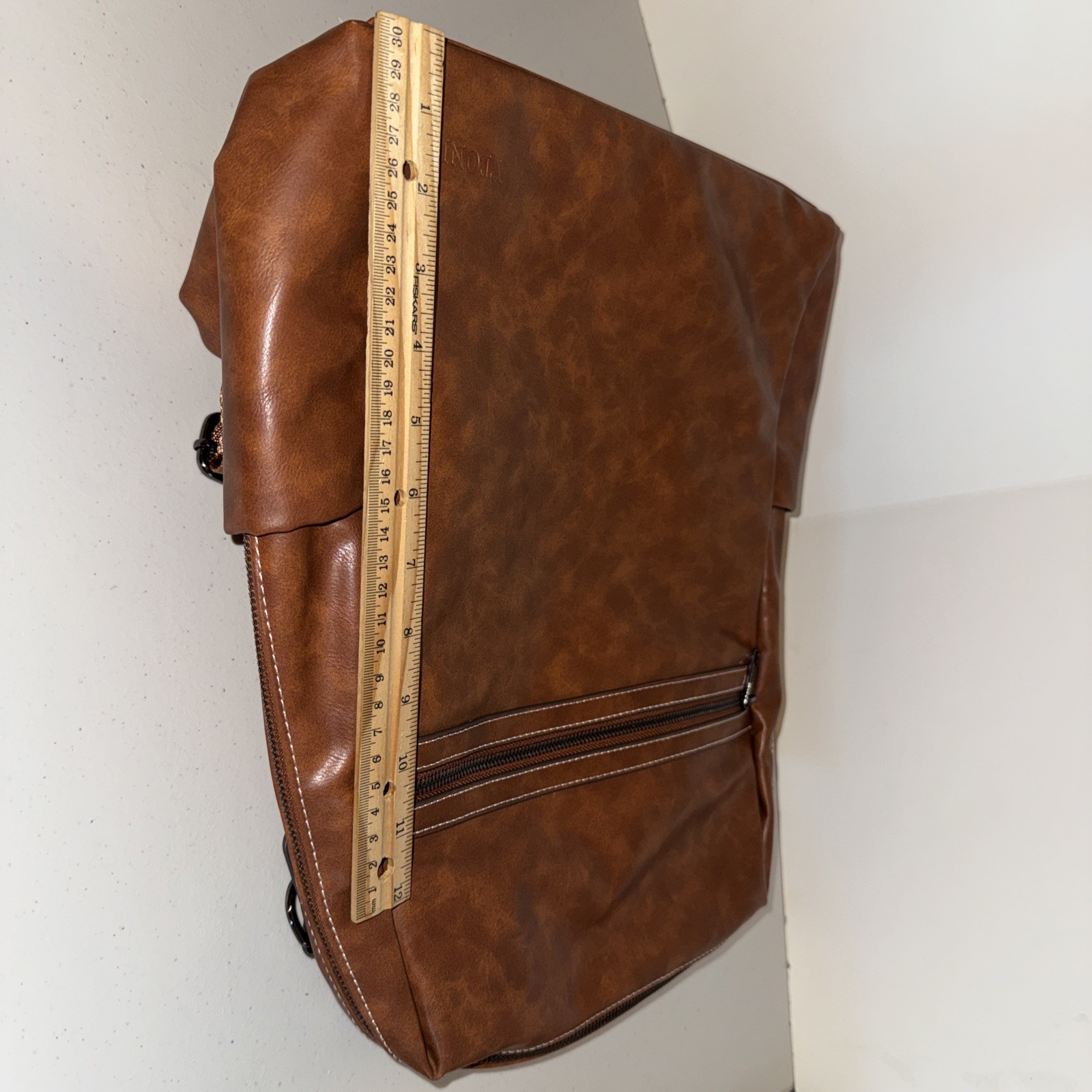 Men Large Capacity Backpack Leisure Travel Student Vegan Leather Backpack