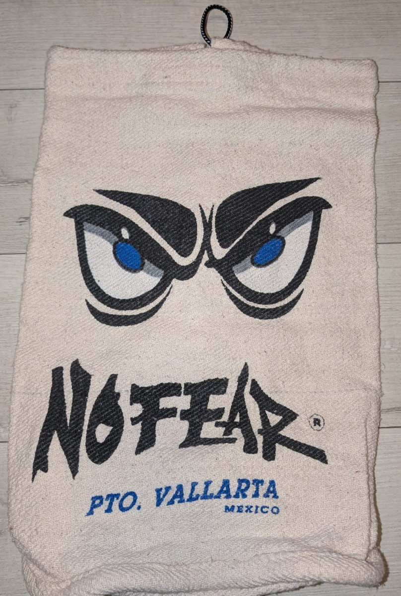 Vintage 90s NO FEAR Towel Beach Bag Mexico Puerto Vallarta Canvas Boho Skater