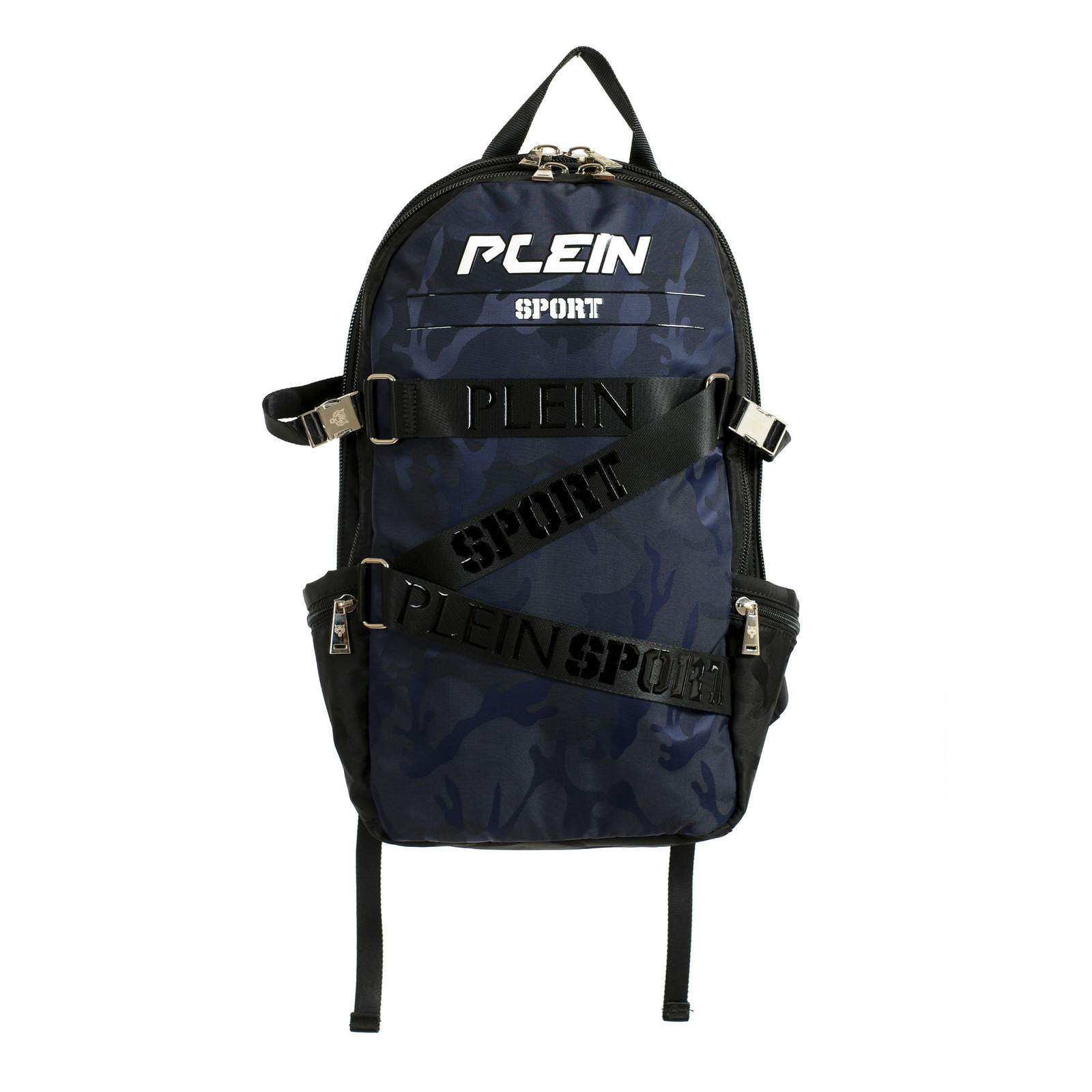 Plein Sport Unisex Military Print Navy Blue “ZAINO RUNNER” Backpack Bag