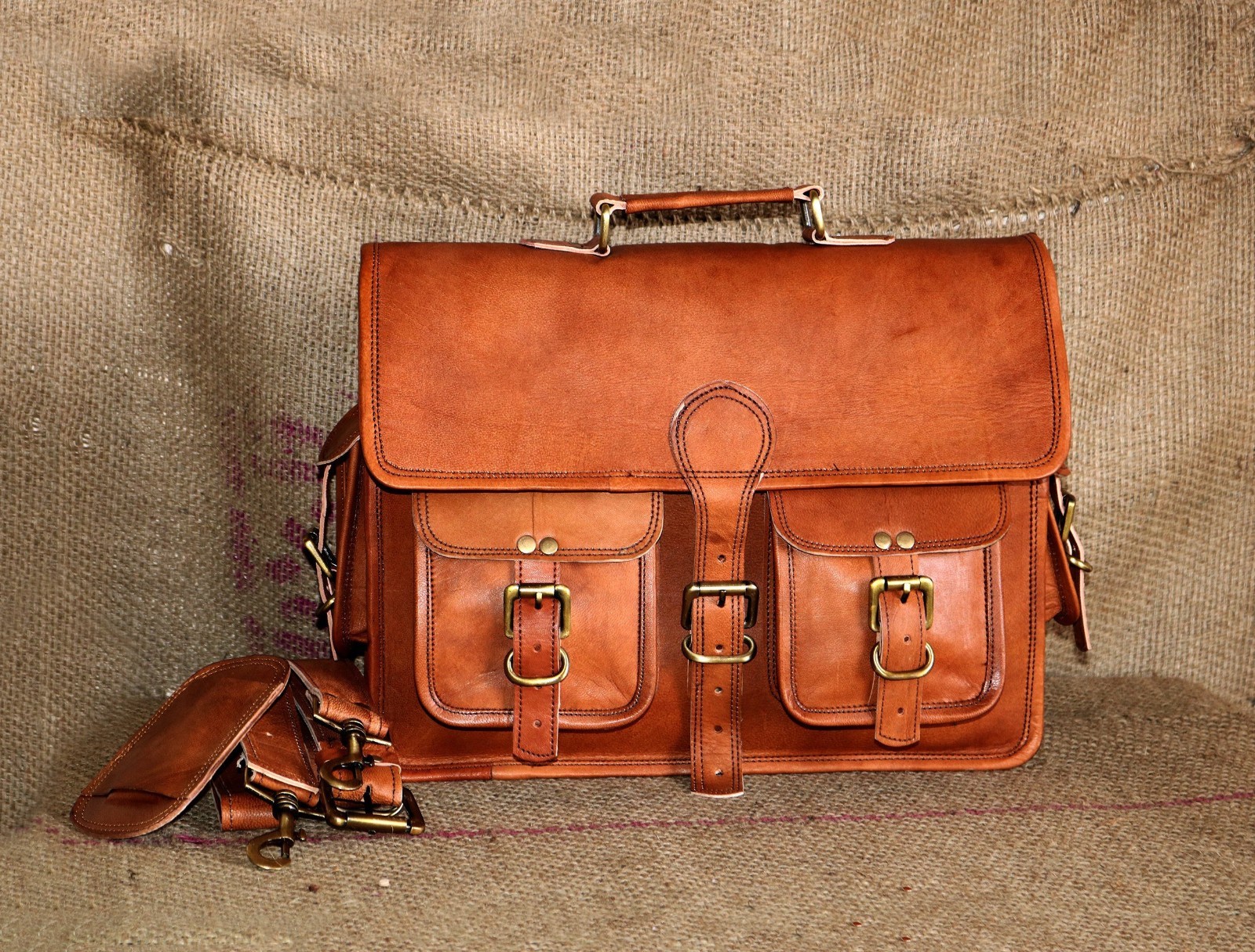 HANDMADE INDIAN DESIGNER DAKOTA LEATHER BRIEFCASE LAPTOP SATCHEL BAG MESSENGER