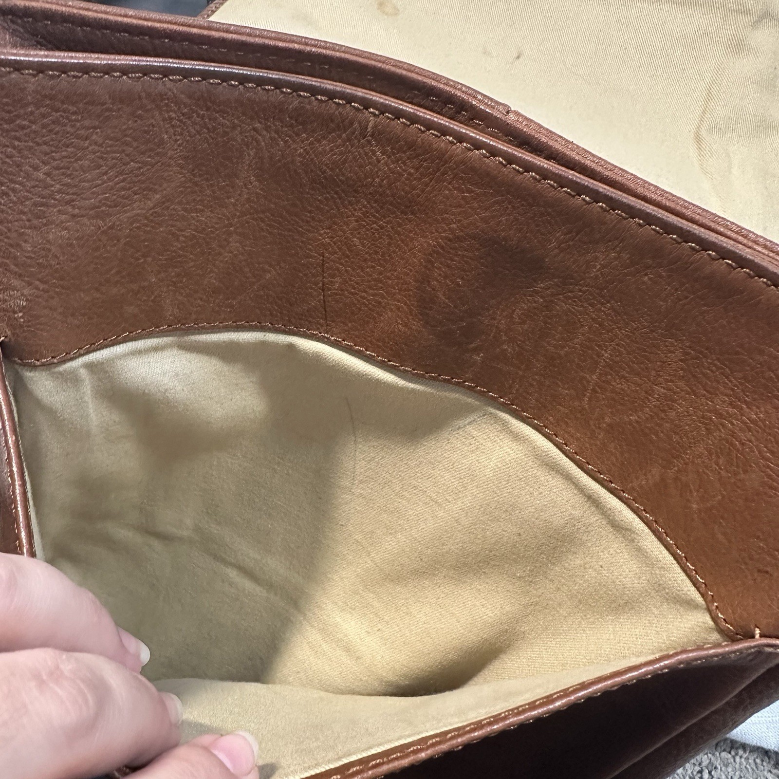 Vintage Cole Haan Utilitarian Pebbled Leather Reporter Messenger Bag Brown