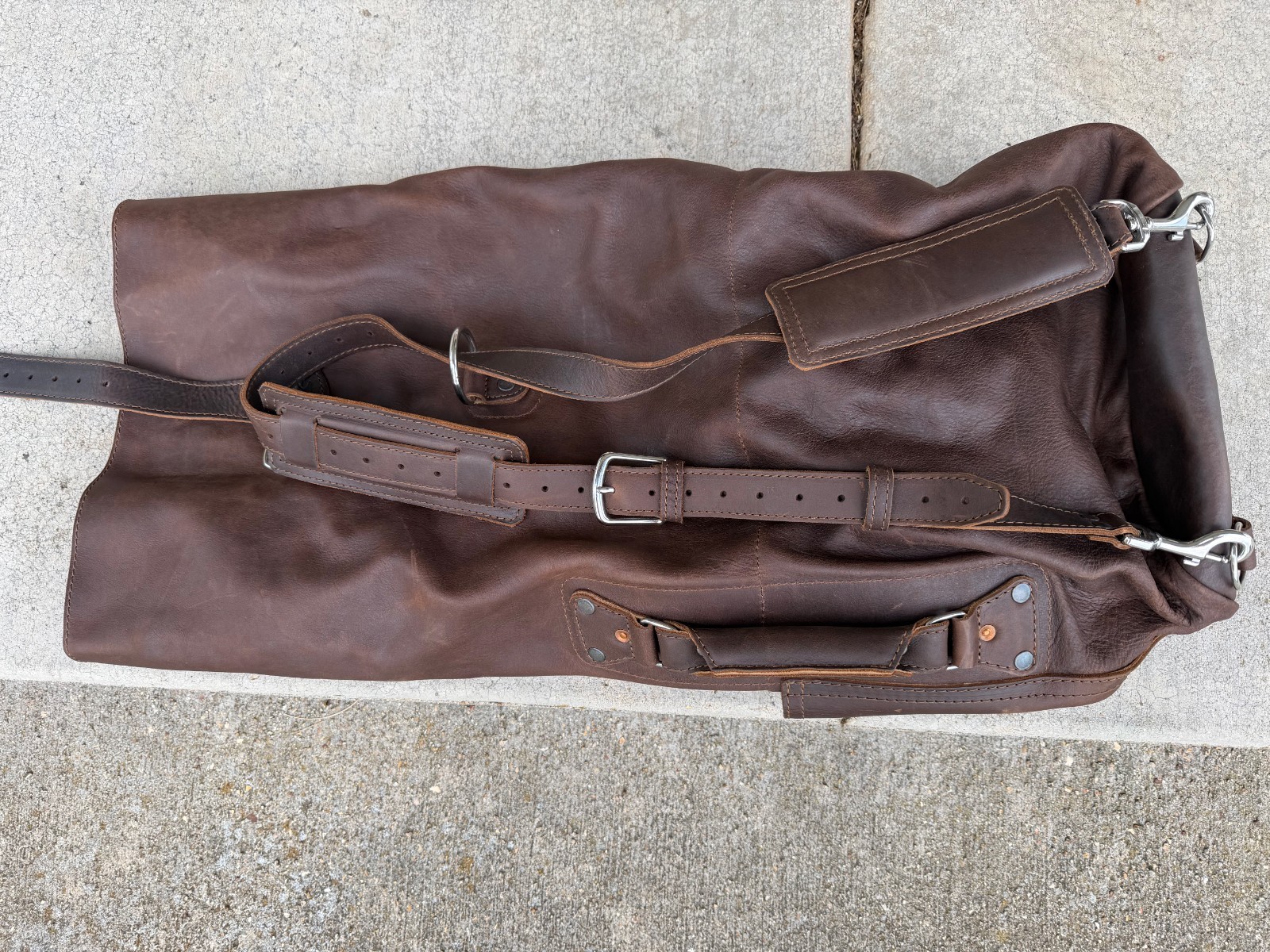 Used Excellent Condition Saddleback Leather Two-Sided Military Duffle Dark Brown