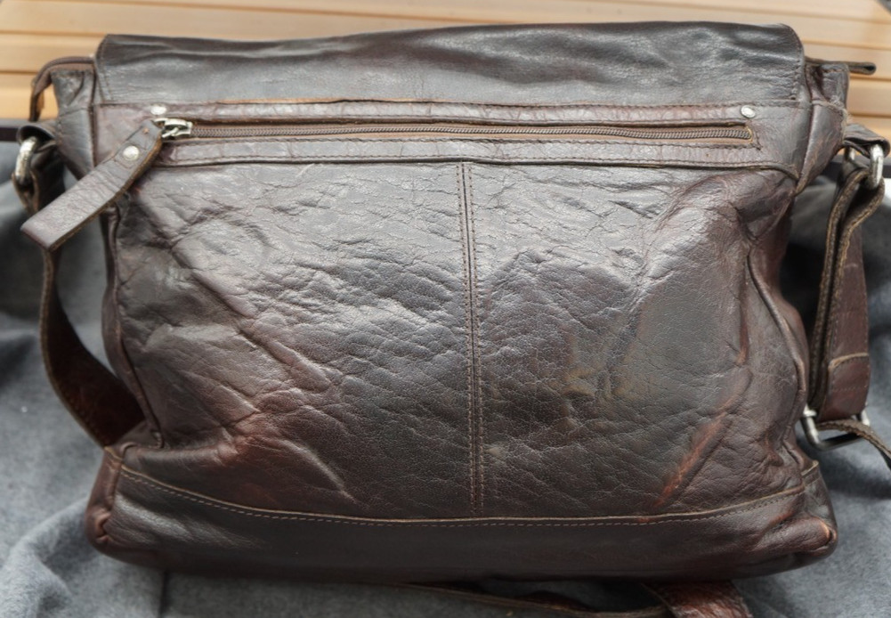 Jack Georges Spikes and Sparrows Brown Leather Briefcase