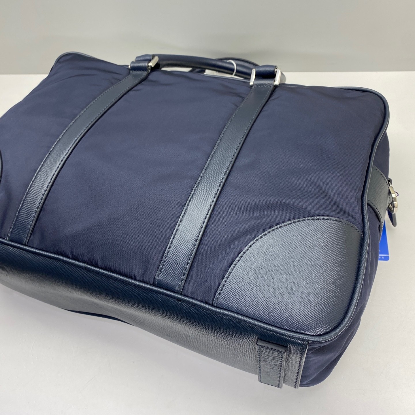 Prada Pre-Owned Authentic Briefcase Blue 36x28x7cm Nylon Free Shipping