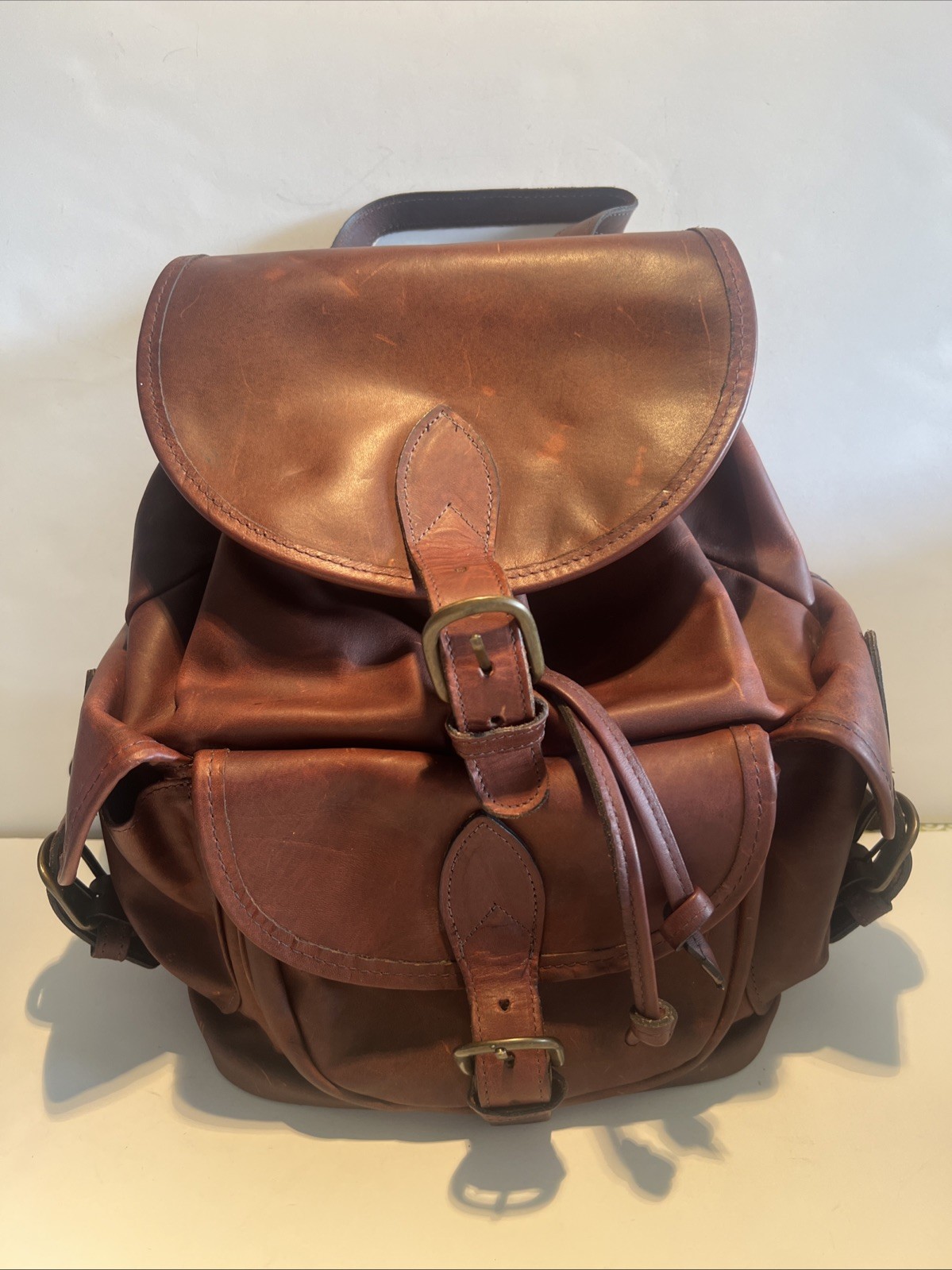Custom Hide Genuine Leather Brown Rucksack Original Backpack Made In USA $669