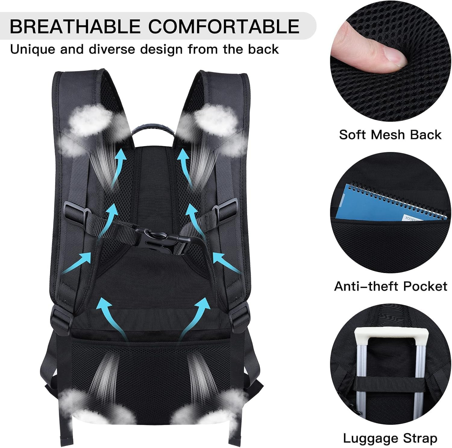 Extra Large Travel Laptop Backpack, 17.3 Inch Carry on Backpack for Men Women, B