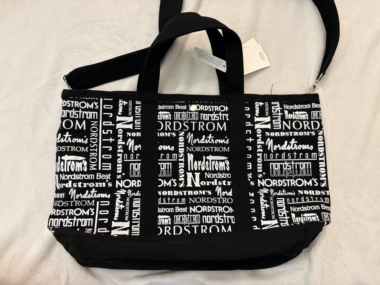 Nordstrom 125 Anniversary Black/White Logo Tote Bag + 3 Nesting Packing Cubes