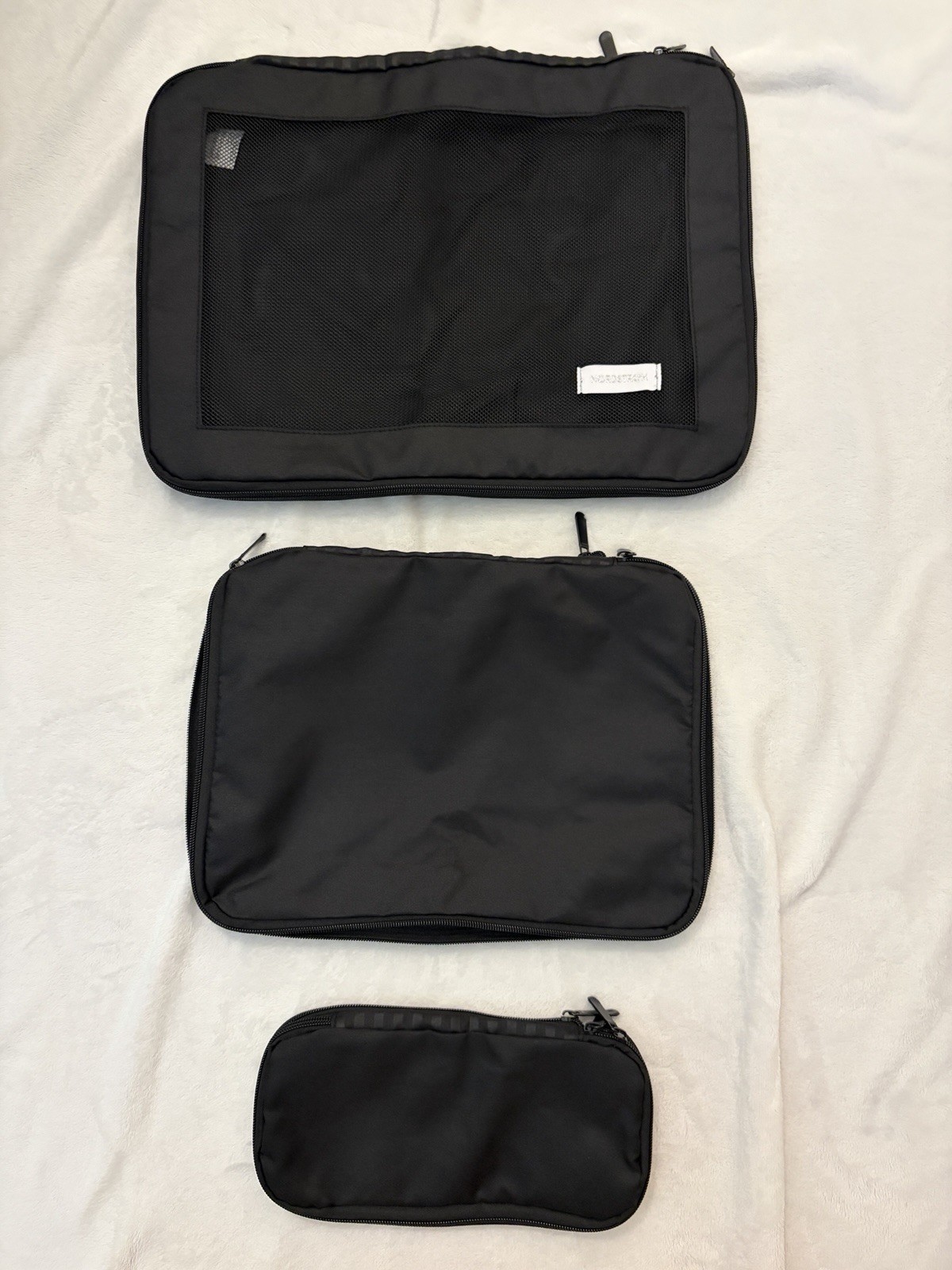 Nordstrom 125 Anniversary Black/White Logo Tote Bag + 3 Nesting Packing Cubes