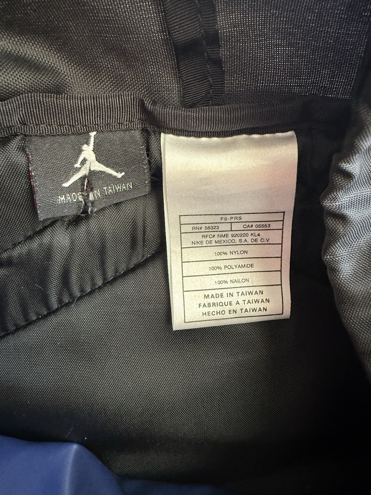 Jordan Backpack Black & Blue Adjustable Straps School Hiking Nylon Y2K