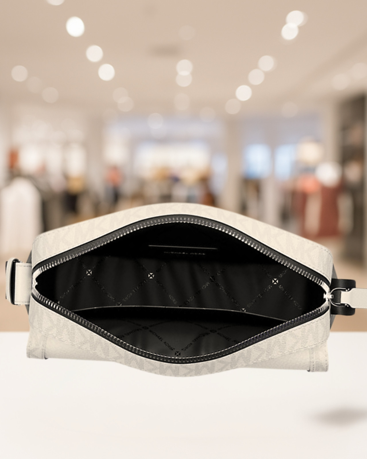 Michael Kors Cooper Medium Leather & Logo Flap Camera Crossbody Bag Bright White