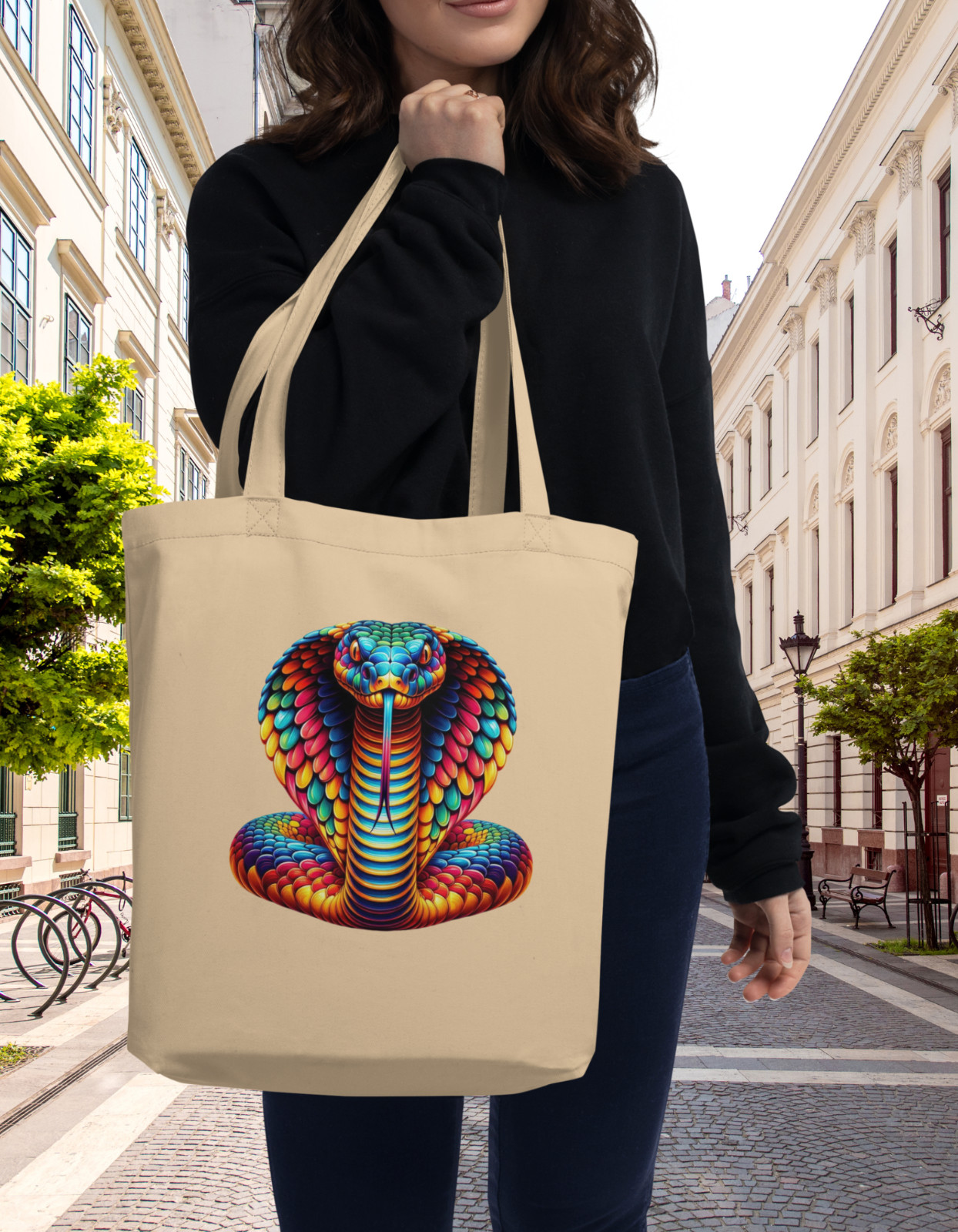 King Cobra Eco Tote Bag, environmental friendly gift idea for snake enthusiasts.