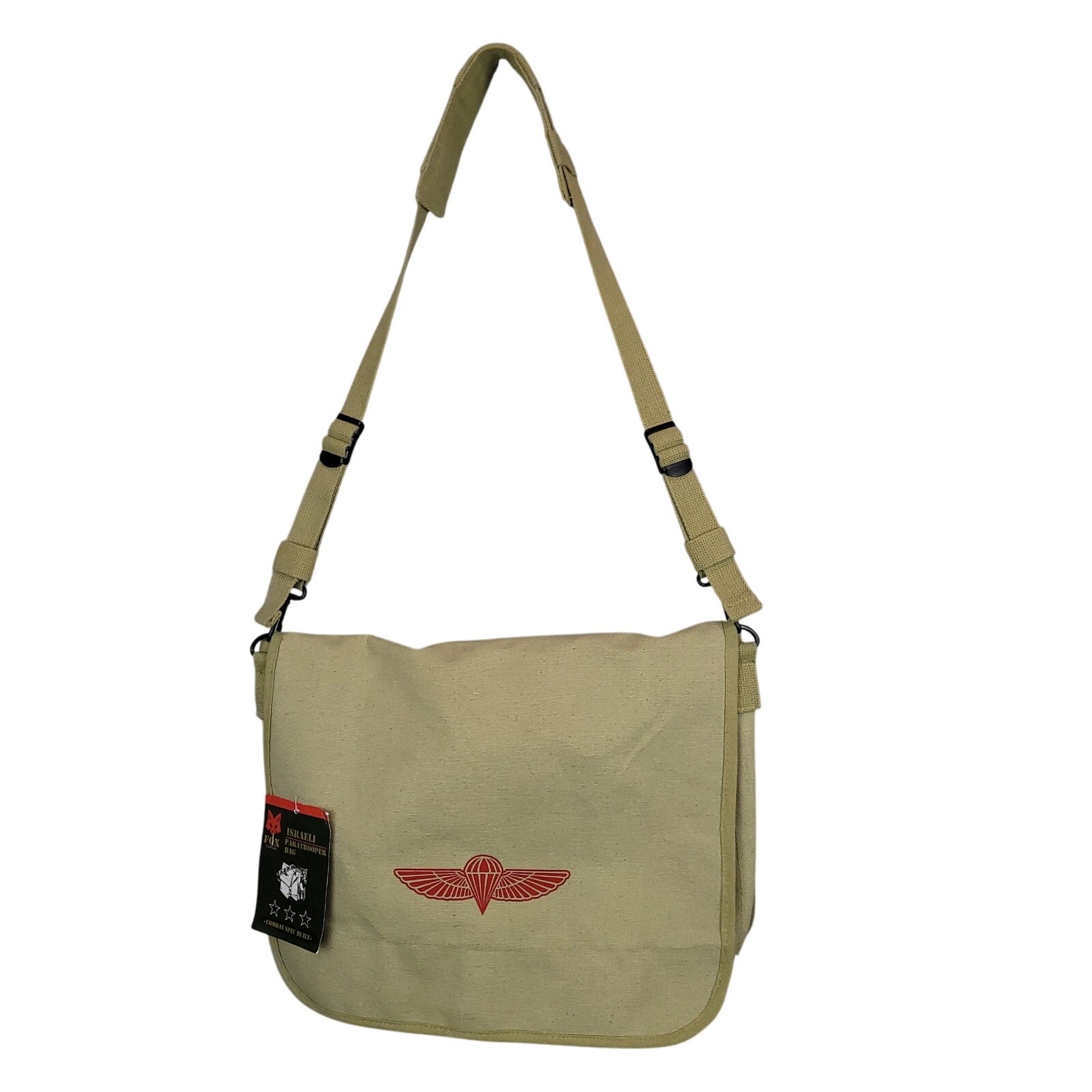 Vintage Canvas Israeli Paratrooper Bag 15″x11″x4″ Heavyweight Cotton Travel Bag