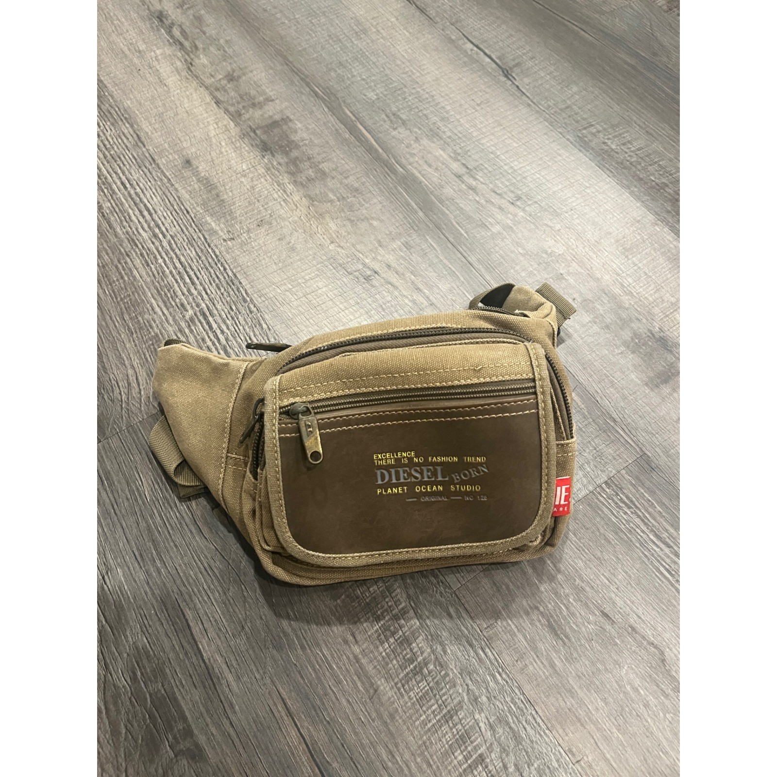 Vintage Diesel Planet Ocean Studio Fanny Pack Khaki Canvas Waist Bag Y2K Utility