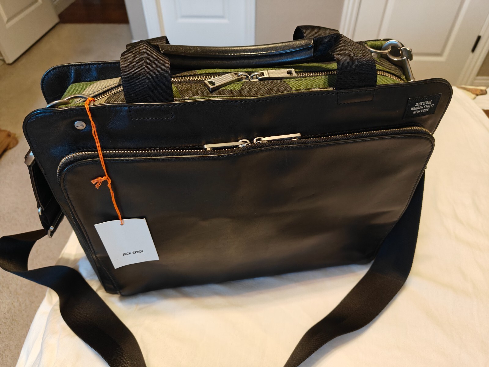 $495.00 Jack Spade Camo & Leather Split Brief Briefcase – Gently Used