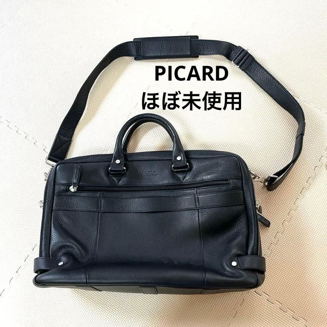 PICARD Leather Business Bag Men Black 15.6″ Laptop Organizer Genuine Germany