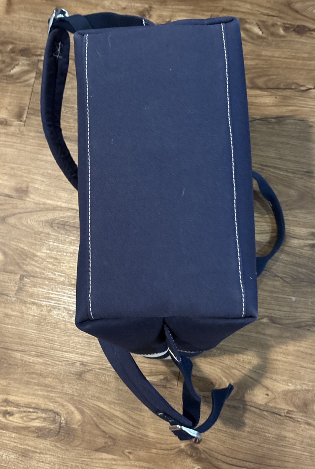 LLBean Large Insulated Navy & White Canvas Backpack Boat/Beach/Camping Tote