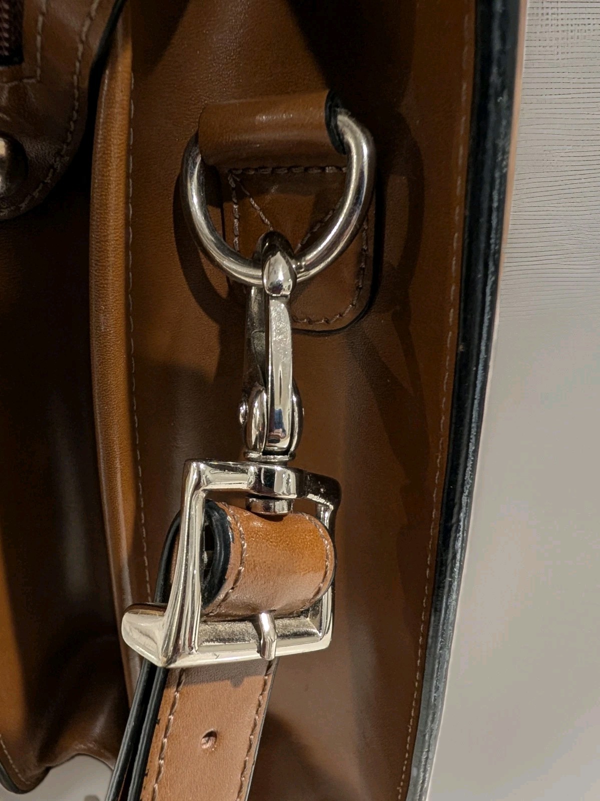 Jack Georges Elements Leather Briefcase Top Zip Double Gusset Cognac 4202