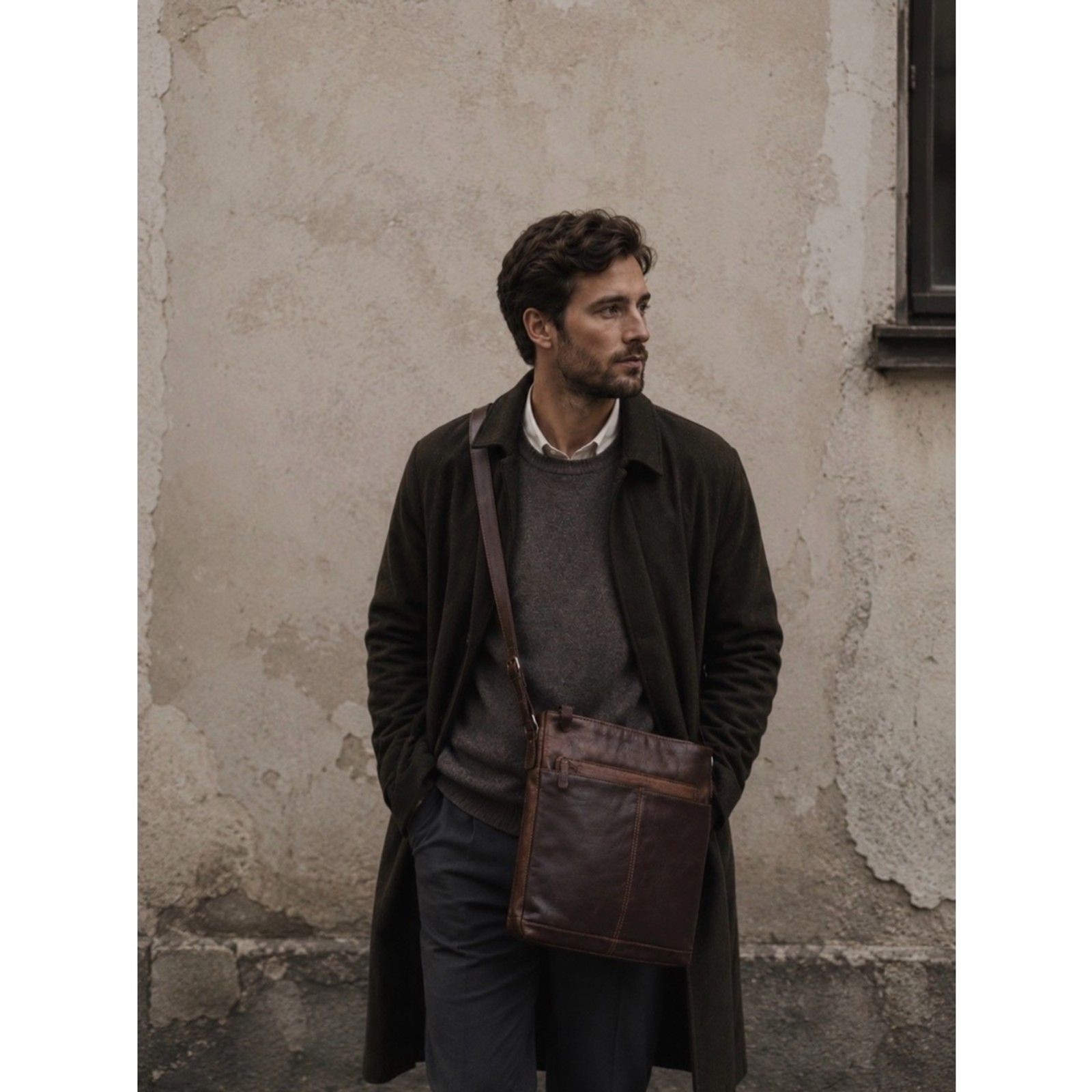 Jack Georges Voyager Unisex Buffalo Leather Crossbody Messenger Bag Brown