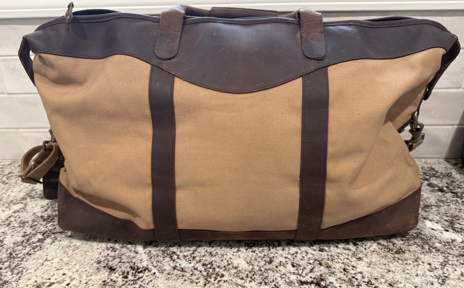 Canyon Outback Brown Leather & Canvas Travel Duffle Bag
