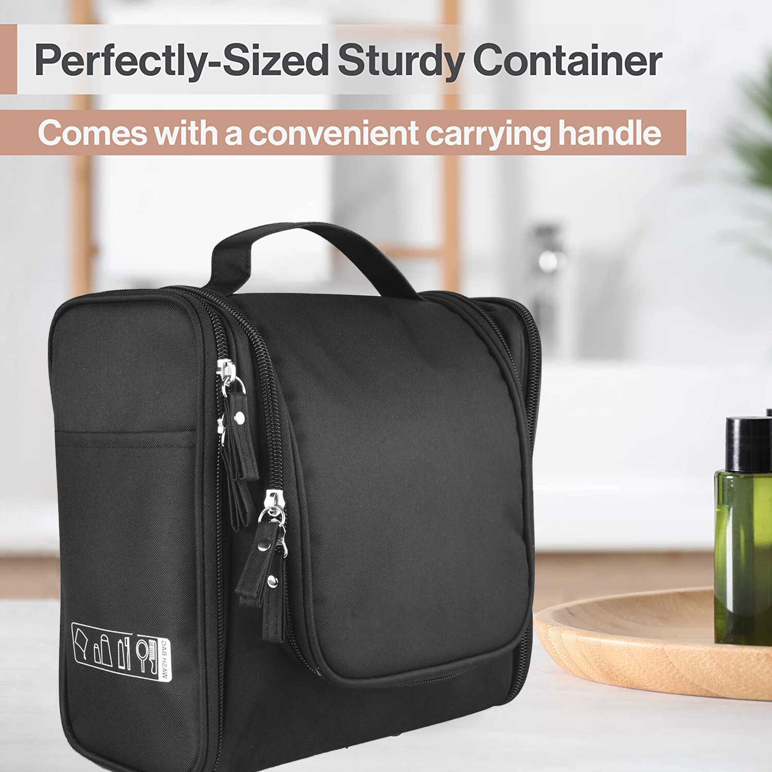 Men Women Lightweight Durable Large Travel Toiletry Holder Hand-Up Zip Wash Bag